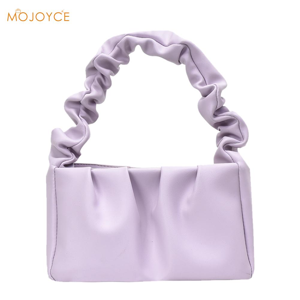 Pleated Ruffle Shoulder Handbags Women Ladies Shoulder Bag Handbags Retro Leather Female Travel Clutch Pouch