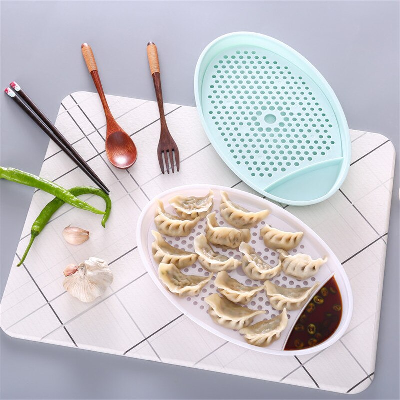 Kitchenace 1pc plast kjøkken dreneringsplate til dumplings kinesisk dumpling jiaozi retter praktisk dumpling container gagets