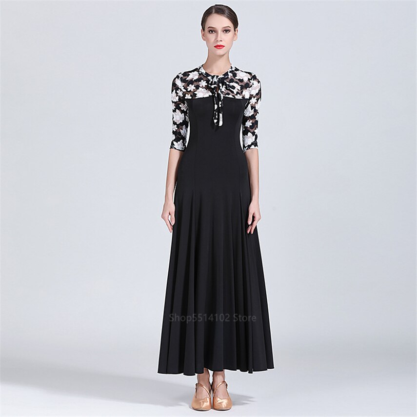 frauen Spanisch Flamenco Kleid Für Dame Zigeuner tanzen Felsen Kostüm Spitze Ahorn Blatt Stiching Große FlüGel Schwarz Leistung Vestido