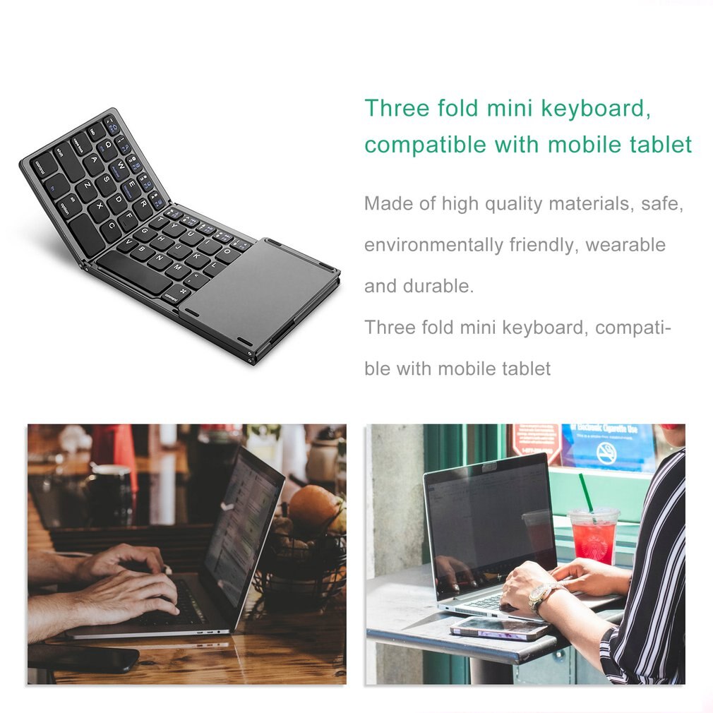 B033 Mini Opvouwbare Toetsenbord Bluetooth Opvouwbare Draadloze Toetsenbord Met Touchpad Voor Windows,Android, Ios Tablet Ipad Telefoon