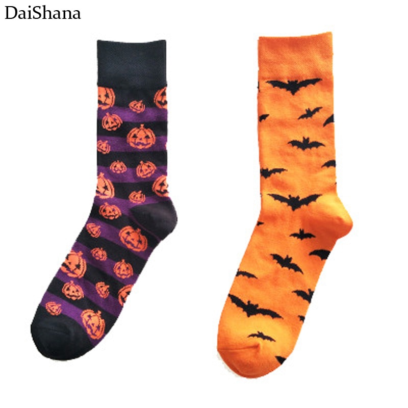 Daishana Harajuku Mannen Sokken Halloween Vleermuizen Pompoen Cartoon Sokken Unisex Kniehoge Sokken Cospaly Rekwisieten Sokken