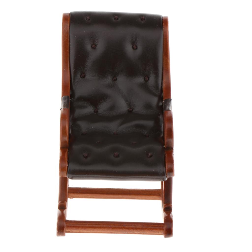 Dollhouse 1:12 Scale Miniature Rocking Chair Vintage Handmade Furniture: Brown