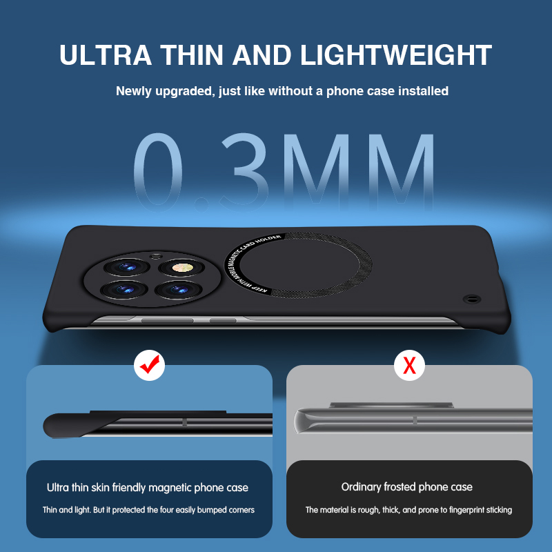 Cienkie bezramkowe etui na telefon OnePlus 13 13R 13T 13s 5G twardy muszla luksus magnetyczny bezprzewodowy opłata aparat fotograficzny ochrona Powrót okładki