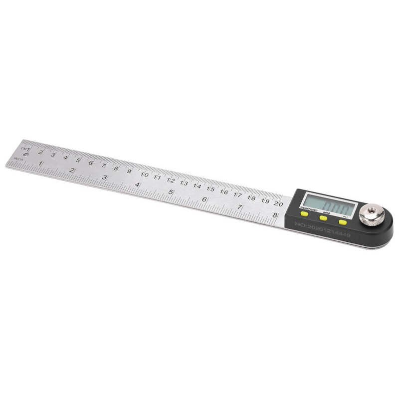 Electronic Protractor Linear Scale Digital Angle Finder LED Display Stainless Steel Imperial 360° Measurer 200mm Level