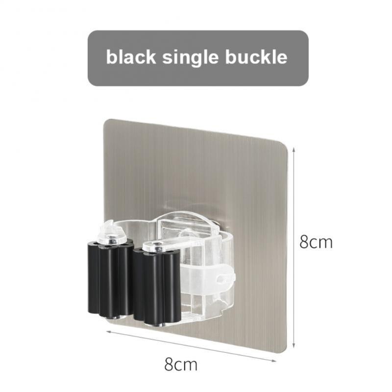2/4 Stuks Multifunctionele Mop Organizer Houder Sterke Zelfklevende Haken Keuken Badkamer Gereedschap Hanger Magazijnstelling thuis Accessorie: Black / 2PC