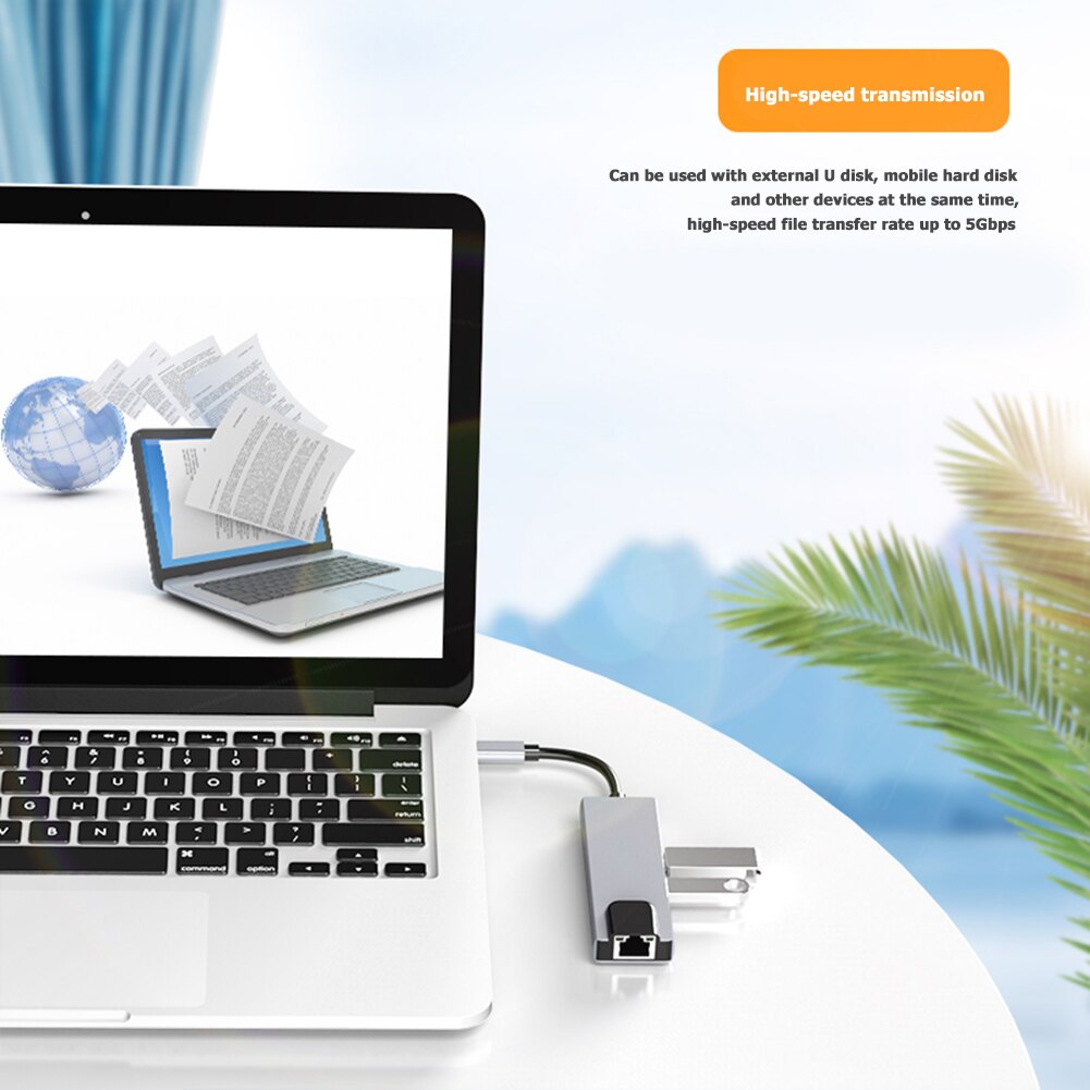 4K Hdmi 1000Mbps RJ45 Adapter Dock Usb C Hub Usb Type C Naar Multi Usb 3.0 Usb Type C Dock Station Hdmi Voor Laptop