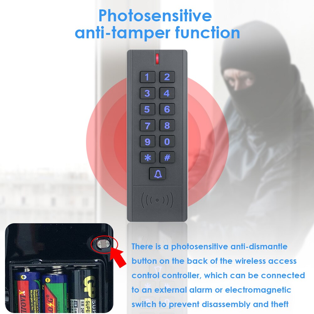 Waterproof Wireless Door Lock Remote Control Access Control 125Khz EM Card RFID Access Control Wireless Keypad Control Reader