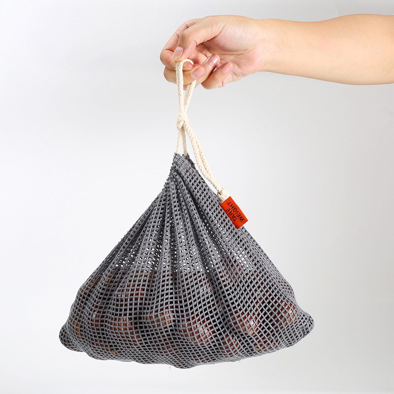 Bolsa de malla de algodón reutilizable bolsas de verduras Eco Produce bolsa de malla de algodón bolsa de almacenamiento de verduras reutilizable bolsas de la compra con cordón