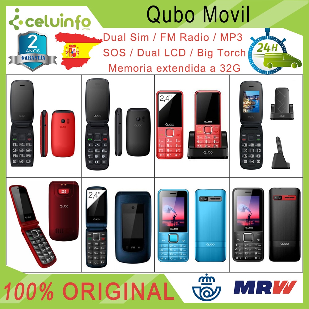 Qubo Del Telefono mobile Nuovo Pieghevole Anziano sos Radio MP3 Tasti di Grandi Dimensioni Neo/Neo 2/Xeus/X229 Rosso blu Nero