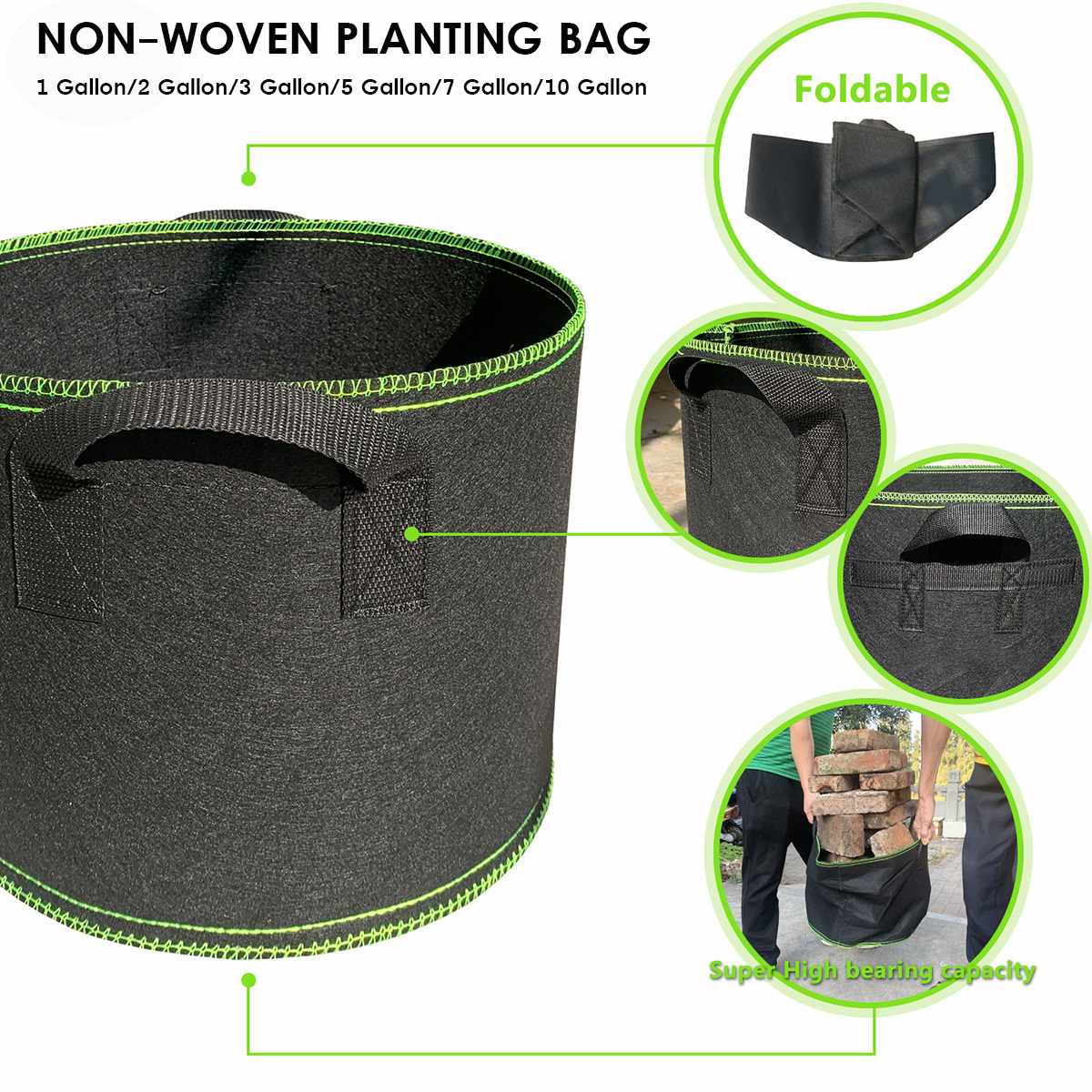 1-10 Gallon Breathable Pots Planter Pots Plant seedling Grow Bags for home garden Potato strawberry Vegetable Planting