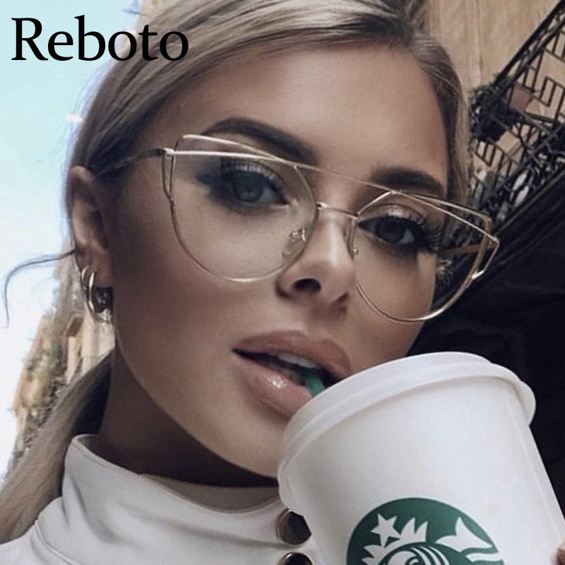 Computer Transparent Eyewear Frames Classic Brand Cat Eye Glasses For Women Oversized Spectacle Eyeglasses