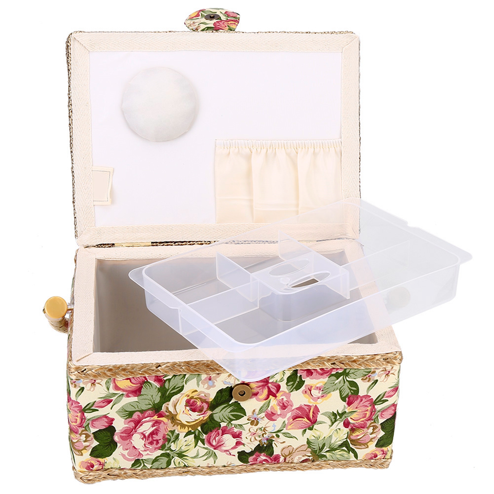 Retro Nähen Aufbewahrung sbox Handwerk Näh werkzeug Schicht Nadel Faden Korb Blumen Fingerhut Faden Nadel Nähen Veranstalter Zubehör