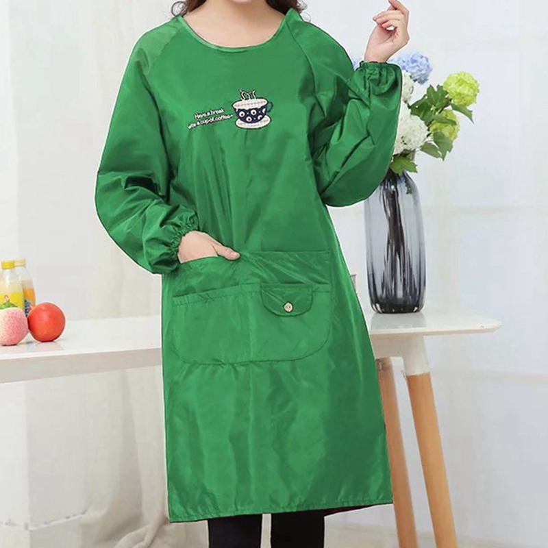 Waterproof work apron For Home Cleaning Kitchen Aprons Women restaurant Chef Baking BBQ Pet Apron Clean Protective cover: Green