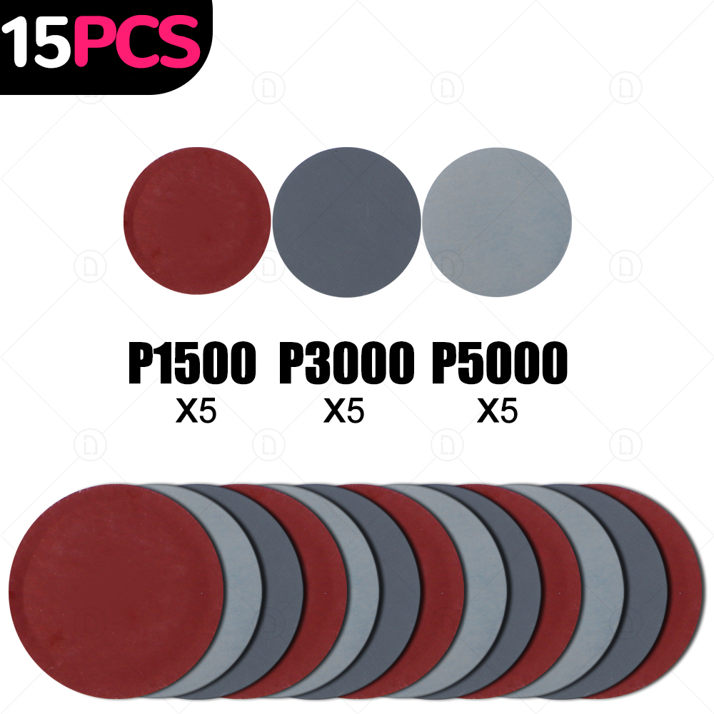 Almohadilla de discos de lijado de 2 y 3 pulgadas, rueda de pulido abrasivo, juego de papel de lija de madera, reparación de faros de coche, Kit de papel de lija de restauración de pulido