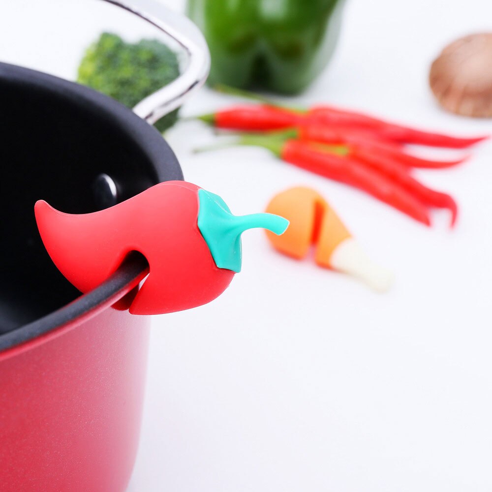 Silicone World 1PC Spill-proof Lid Lifter For Soup Pot Lid Stand Silicone Heat Resistant Holder Keep The Lid Open Kitchen Tools