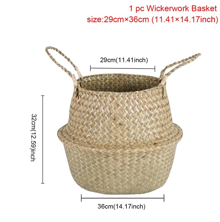 Cesta de cestería de ratán para plantas colgantes, maceta para plantar flores, Cesta para la colada, Mimbre para jardín casero decorativo: XL