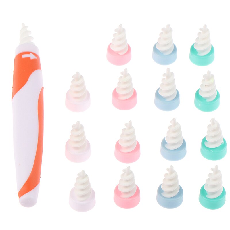 16 Tips Smart Ear Cleaner Earpick Swab With 1pc Earwax Remover Handle Easy Earwax Removal Soft Spiral Cleaner: Orange