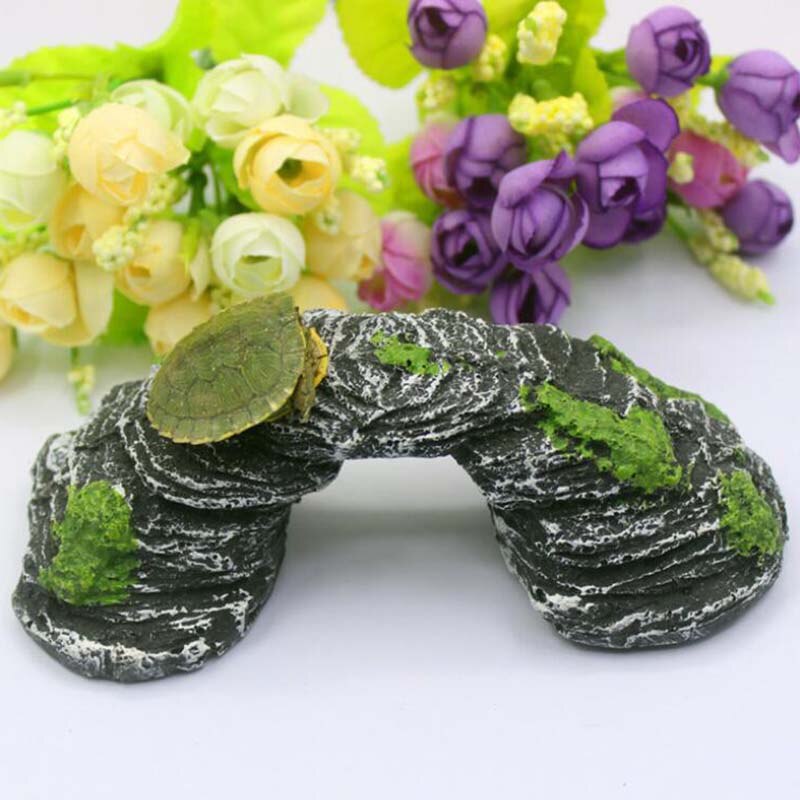 Resin Aquarium Decoration Turtle Balcony Climbing Platform Handicraft Stone Bridge Tank Landscape Aquarium