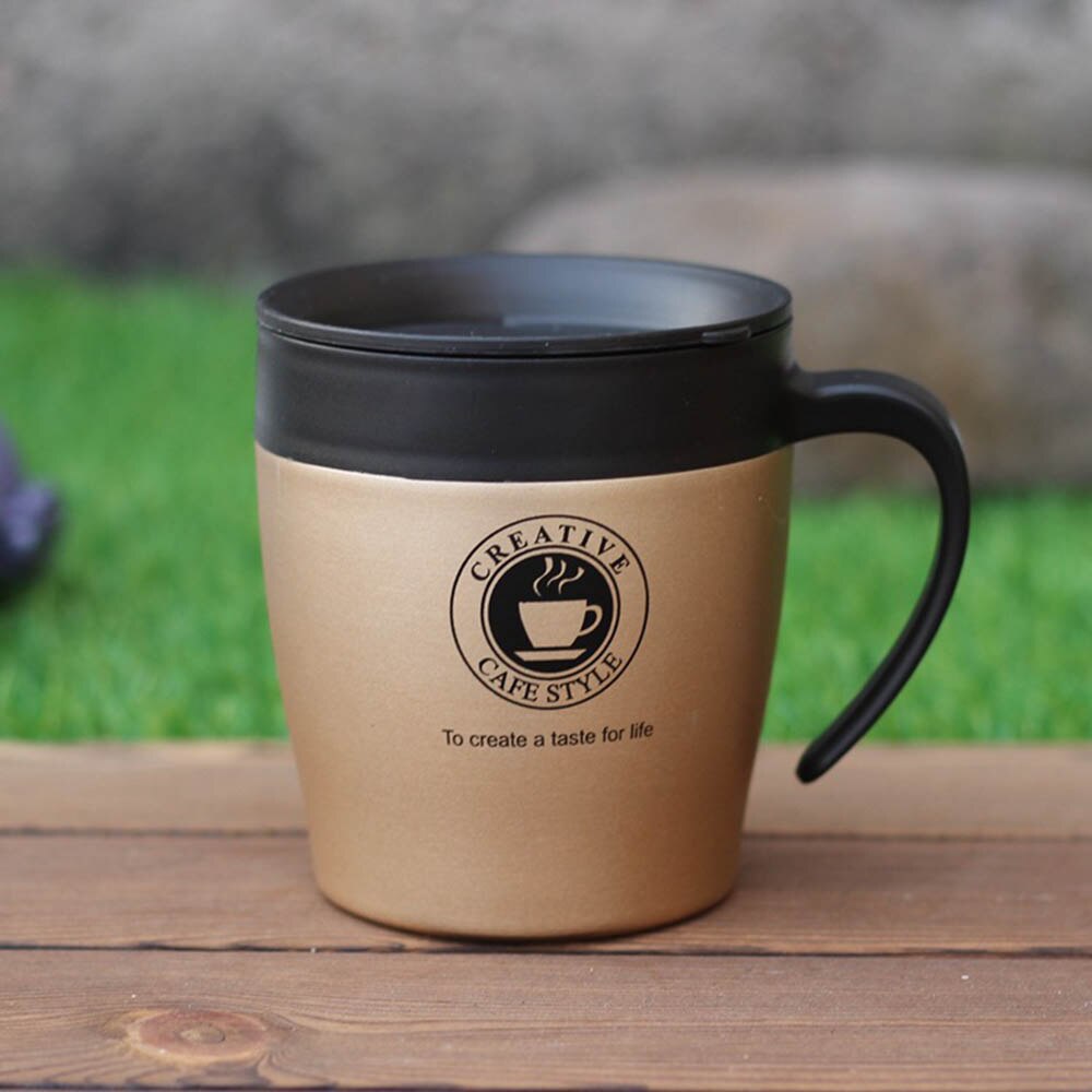 Premium rejse kaffekrus termokande kopper rustfrit stål tumbler kopper vakuum kolbe termo vandflaske til bryllup fødselsdag: 330ml- guld