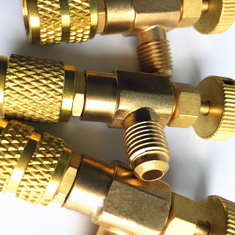 1 st vätska  r410 r22 kylverktyg adapter för luftkonditionering säkerhetsventil 1/4 " 5/16 " tum han-/hongänga slangventiler