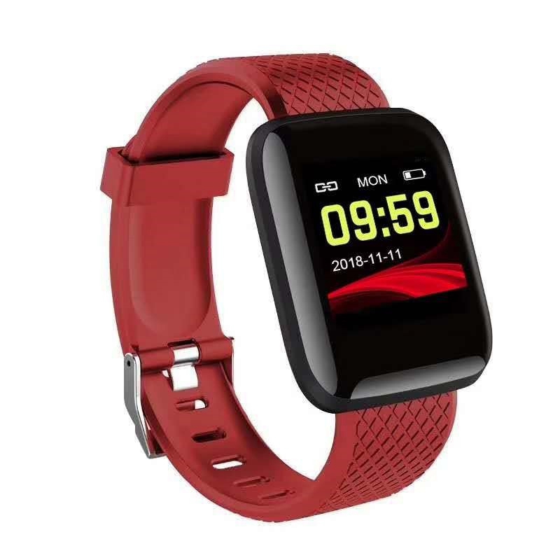 Arrivalsmart Polsbandjes Armband Bloeddruk Meting Waterdichte Sport Fitness Tracker Horloge Hartslagmeter Pe: Rood