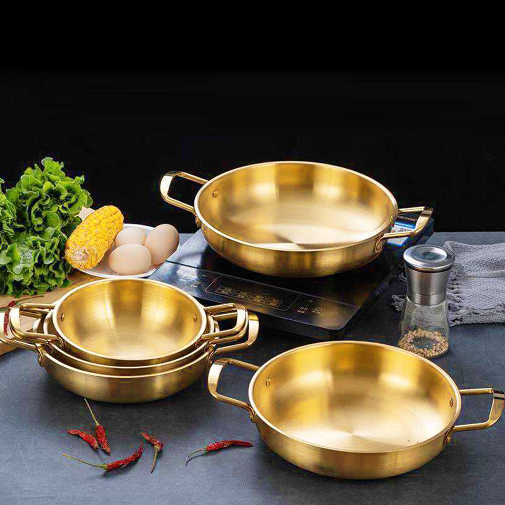Golden Noodle Pot Korean Ramen Noodles Pot Thick Stainless Steel Soup Pot With Lid Noodles Egg Soup Kitchen Tools Mini Pot
