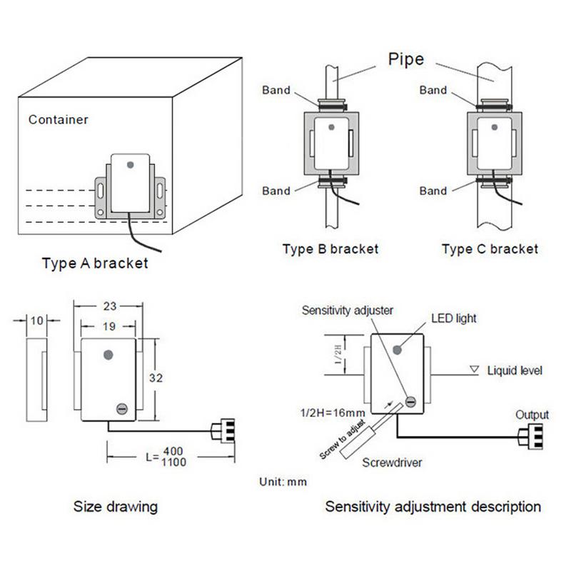 Water Level Sensor Switch 12-24V Non-contact Tank Liquid Container Water Level Switch
