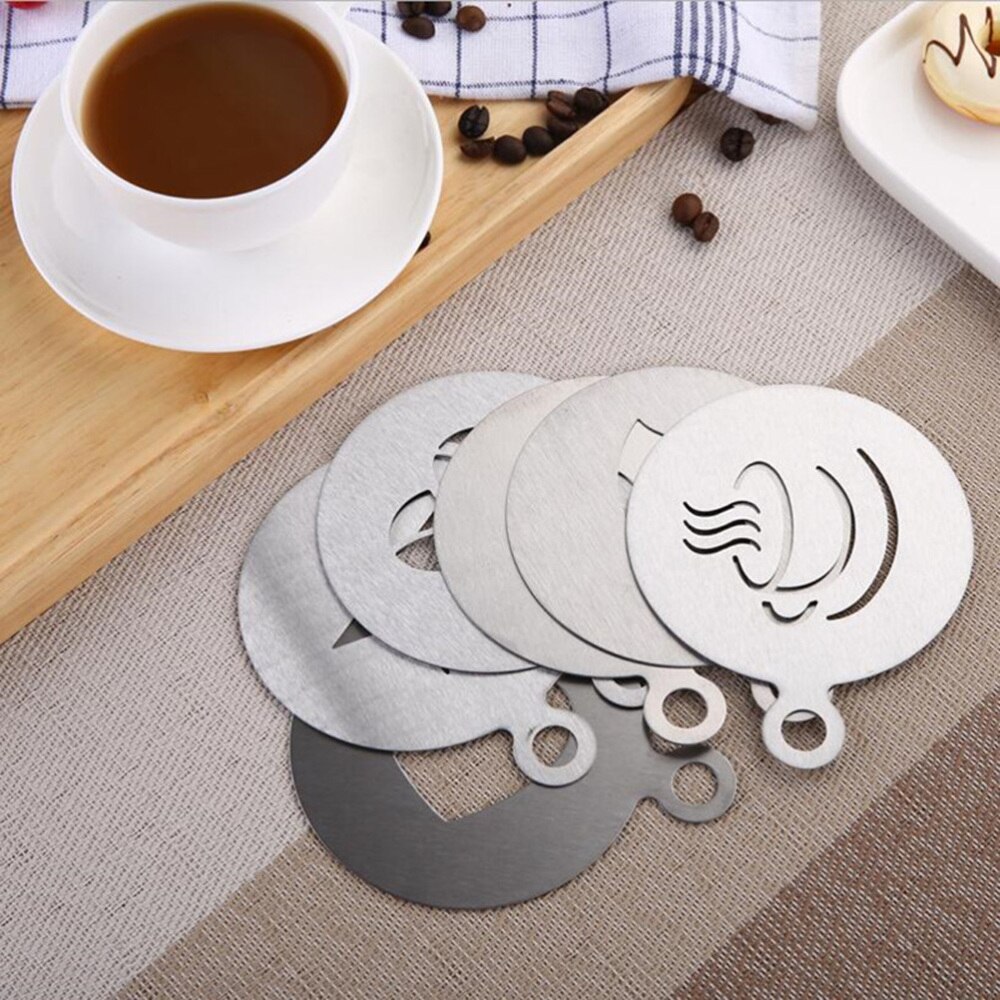 1 PC Coffee Stencils Art Stainless Steel Reusable Barista Stencils for Latte Mousse Cappuccino Cookie