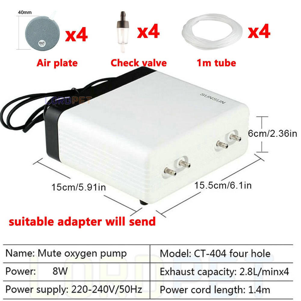 Sunsun Luftpumpe Belüfter Einstellbare Sauerstoff Pumpe Ultra Leise Luft Kompressor Einzigen Doppel vier Auslauf 220v Für Aquarium: ct40442