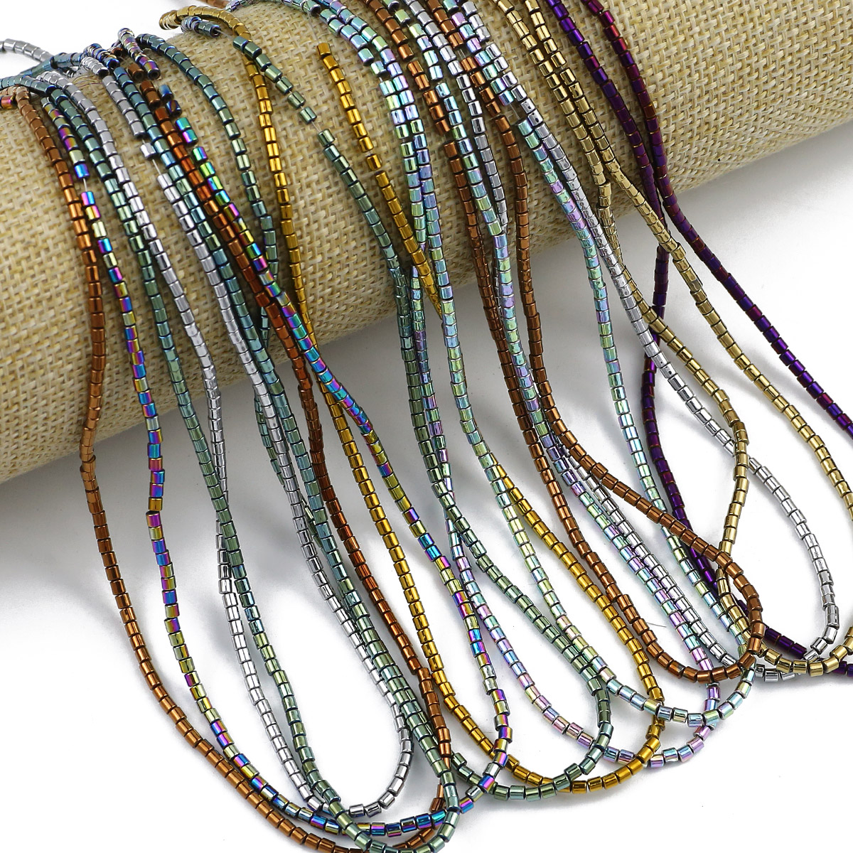 2Mm 180 Stuks Blauw, Groen, Cilindrische Vorm Hematiet Natuursteen Spacer Kleine Losse Kralen Voor Sieraden Maken Diy Armbanden