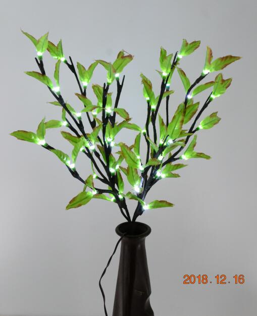 48L/60L Led Groen Blad Tak Lamp Vaas Bloemen Lichten Thuis Tuin Desktop Party Decor Blossom tak Licht: White LED Green Leaf / 48Led Electric type