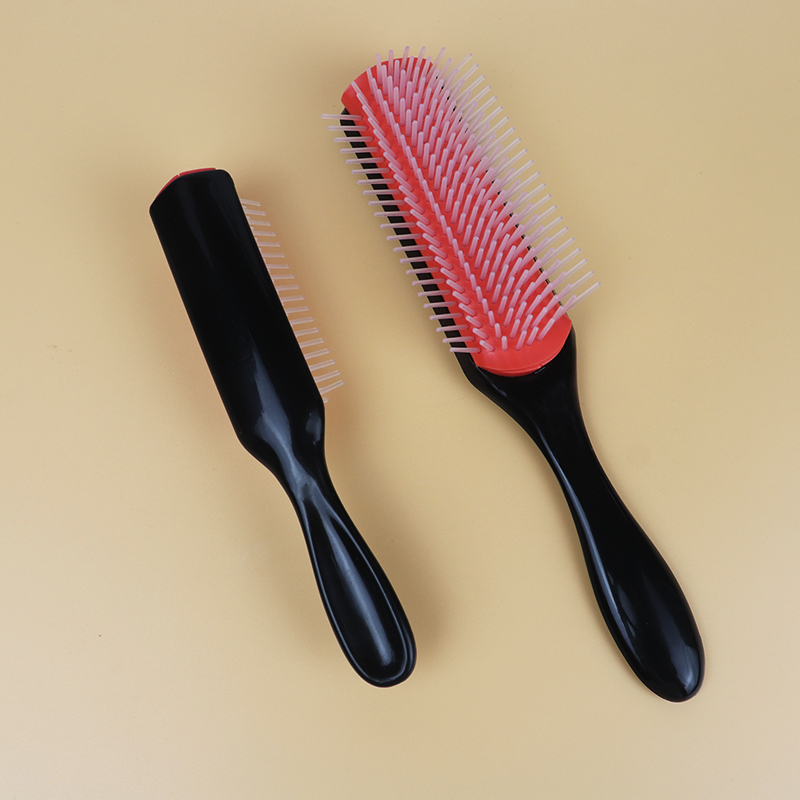 Cepillo de pelo de masaje para desenredar de 9 filas, cepillo para pelo rizado, peine extraíble de nueve filas, cepillo de pelo húmedo de plástico