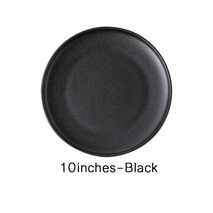 Phnom Penh Ceramic Plate Western Steak Plate Dishes and Plates Sets Black Matte Scratch-resistant Pendulum Fruit Plate Dish: Black-10inches