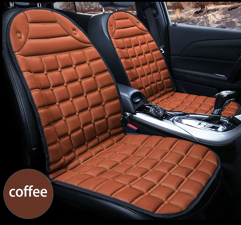 2pc In 1 Fast Heated Adjustable Black/Grey/Blue/Red/Coffee Car Electric Heated Seat Car Styling Winter Pads Cushions Auto Covers: Coffee 2pcs