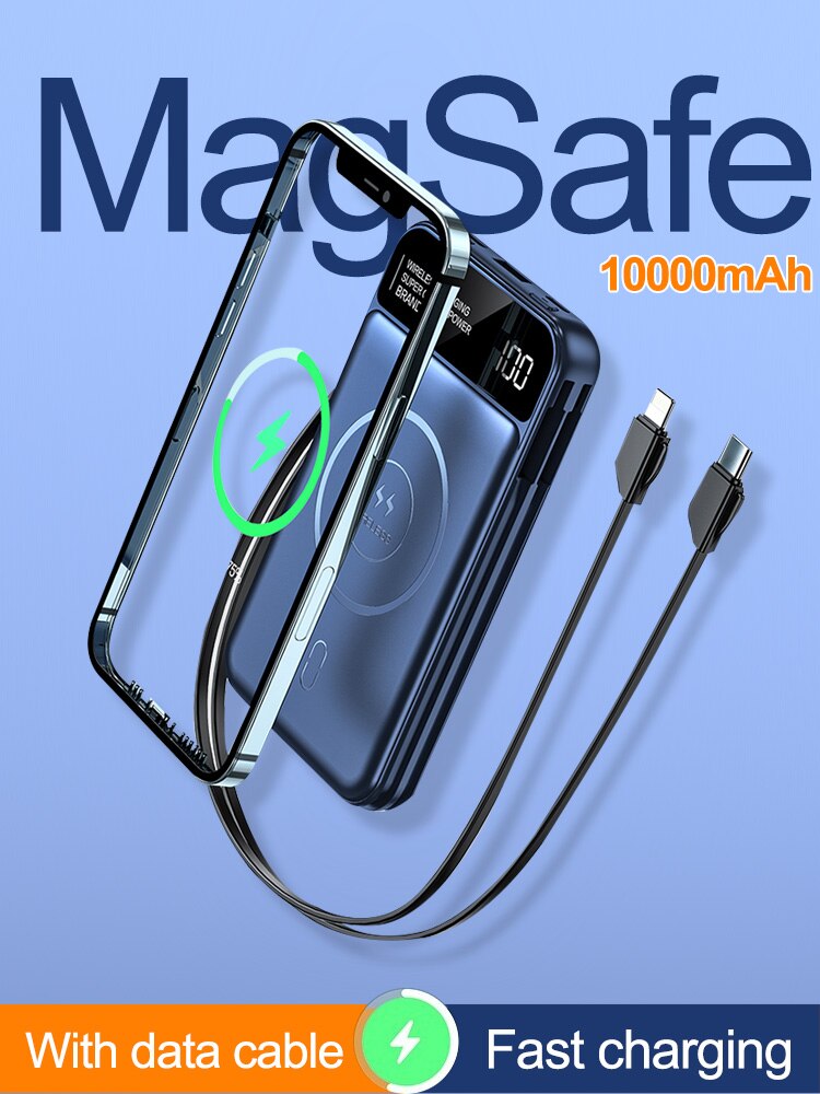 power bank10000mah telephone portable magsafe iphone 12 13 pro max wireless chargers charger carregador powerbank