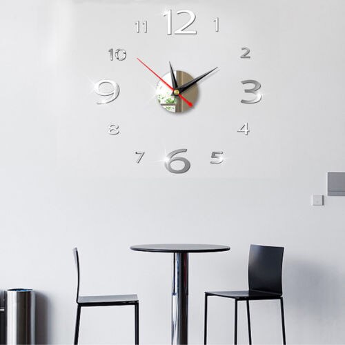 Modern Large 3D Mirror Surface Wall Clock 3D Wall Sticker Home Office Room DIY Wall Decor Home Decor Accessories