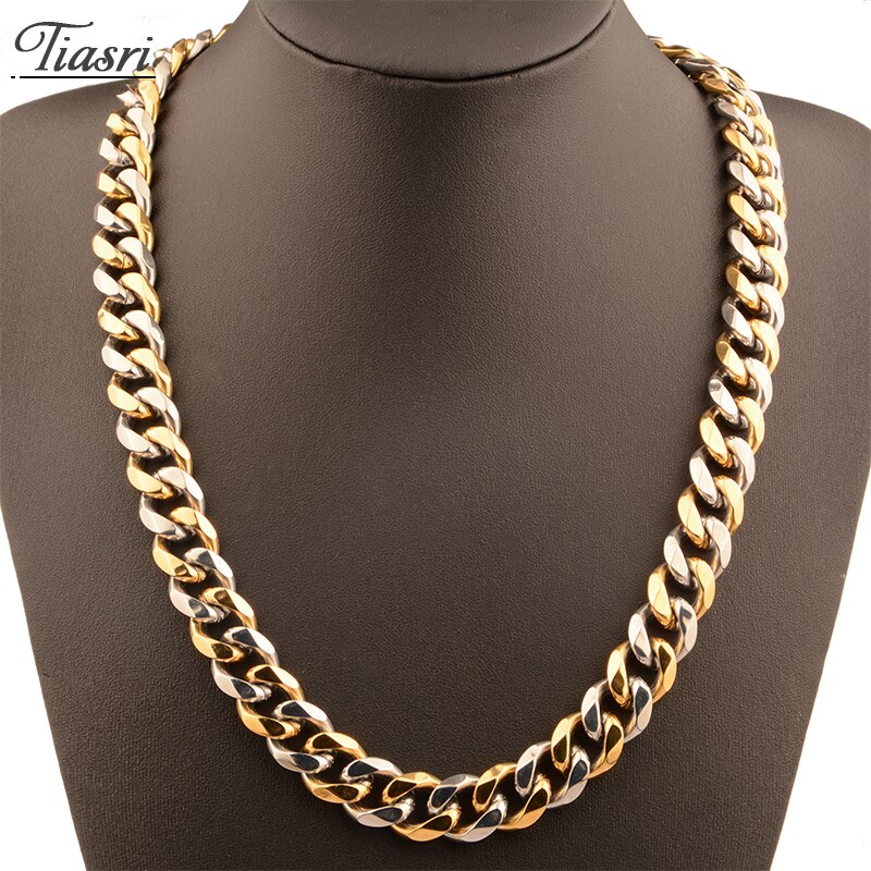 Tiasri 15mm Cuban Link Kette Gothic Ästhetischen Aussage Halskette männer Armband Ketten Für Männer Edelstahl Schmuck