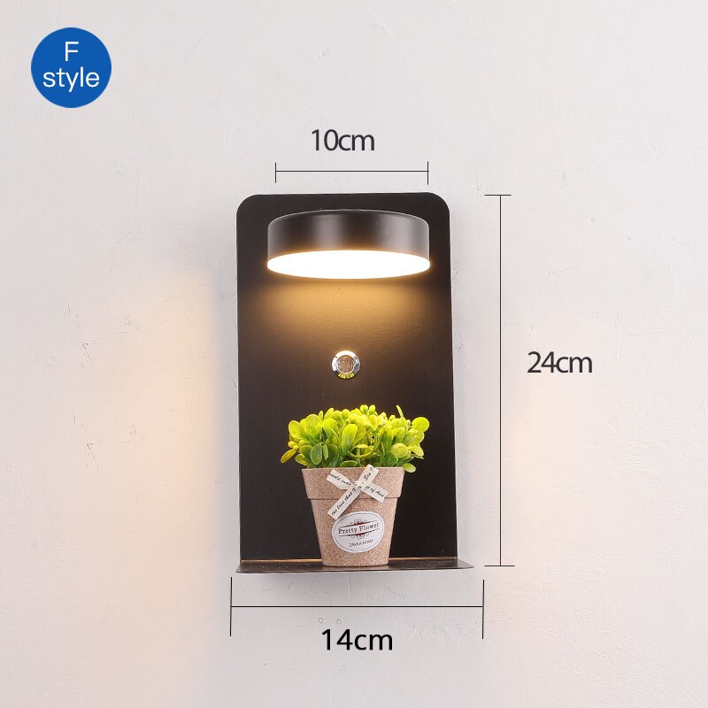 Led væglamper med kontakt og usb interface hvid sort lampe armatur gang gang belysning kunst armatur wandlamp: F usb blomst sort