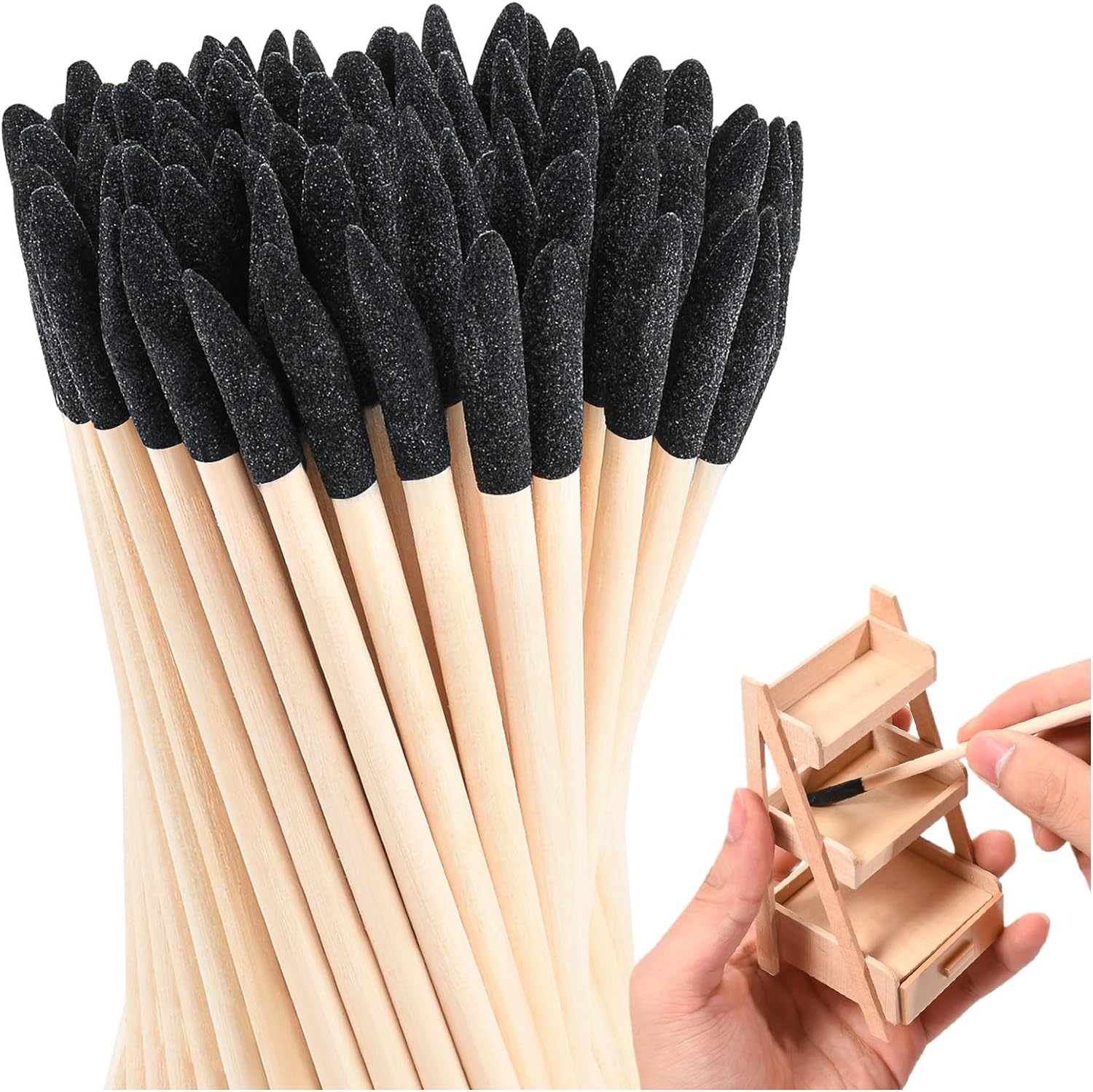 Palos de lijado de 10/20/100 Uds., palitos de fósforos, ramitas de lijado, palos de lijado de detalles finos para modelos de plástico, pulido de madera para Hobby