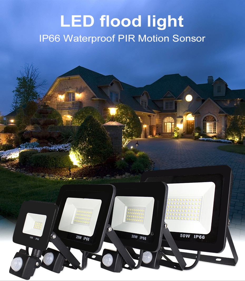 10W 20W 30W 50W 100w 150w 200w garden search Wall lamp led flood light outdoor projector Landscape PIR Motion sensor light AC220