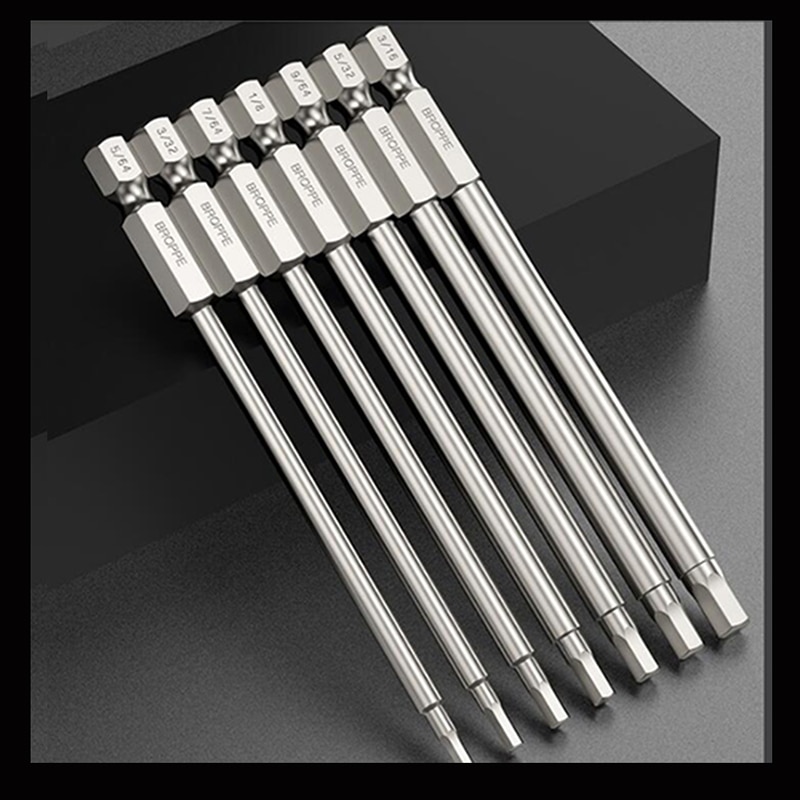 100mm Length Metric Allen Wrench Drill Bit Set S2 Steel Impact Screwdriver Bit Magnetic Hex Key Drill Bit Electric Hex Bit Set