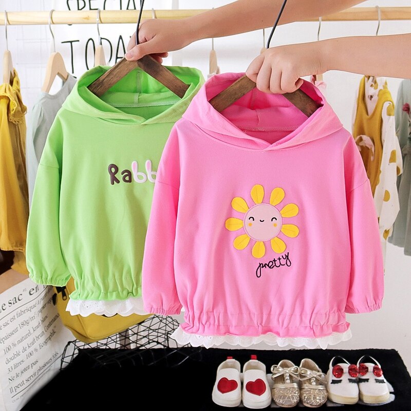 Lentemeisjes mooie print lange mouwen top meisjes patchwork sweatshirt trui gemaakt van zacht katoen