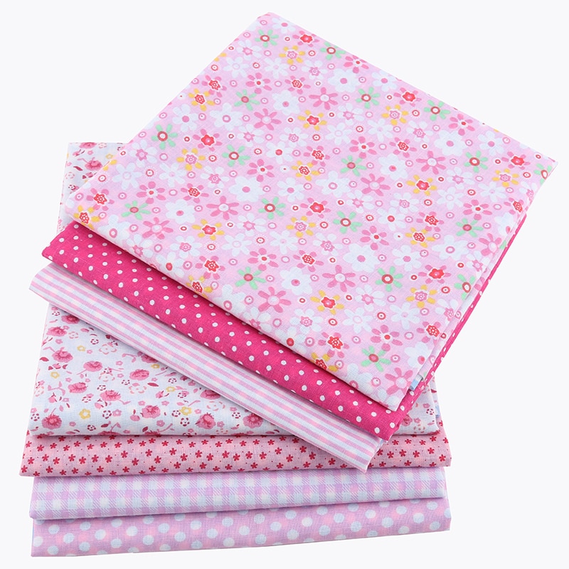Nanchuang 7 stks/partij Roze Dunne Katoenen Stof Lage Dichtheid Patchwork Doek Voor DIY Handgemaakte Naaien Tissue Handwerken Patroon 50x50cm