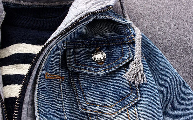 Nuovo Denim Con Cappuccio Ragazzo Giubbotti Faux A Due Pezzi Primavera Autumm Bambini Cappotti Del Bambino di Modo Giacca 8JK039