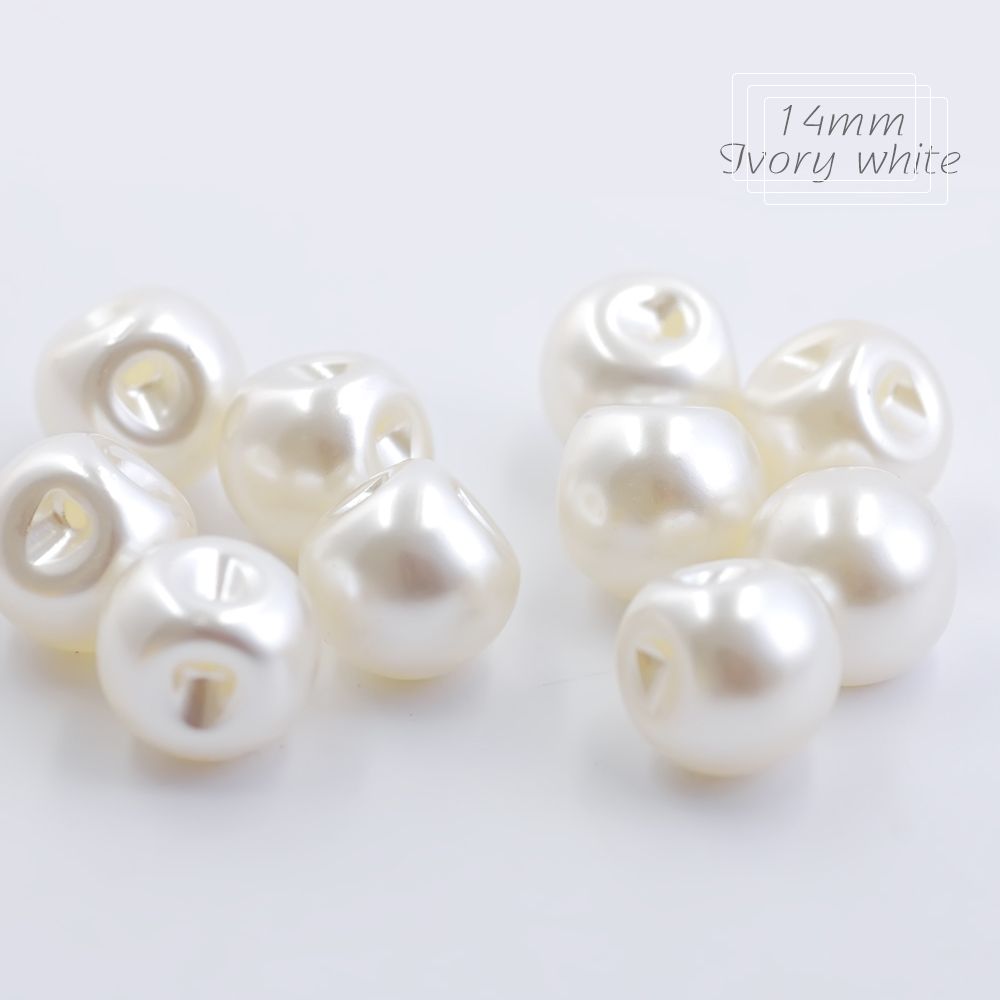 Botones de costura Hisenlee de 6 tamaños, botones redondos de perlas de plástico con agujero lateral, 6mm, 8mm, 9mm, 10mm, 12mm, 14mm, accesorios blancos/Marfil, 100 Uds.: Cobre