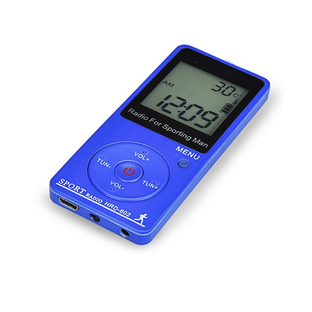Draagbare Fm/Am Radio Mini Radio Ontvanger Met 1.57 &quot;Lcd-scherm FM76-108MHZ,9Khz/10Khz Ontvanger Met Stereo Oortelefoon: Blue