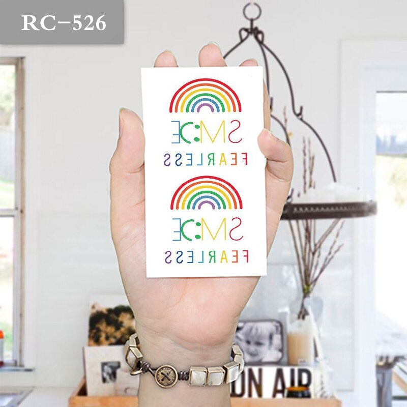 10x6cm tijdelijke weinig leuke regenboog smiley mode tattoo: RC-526