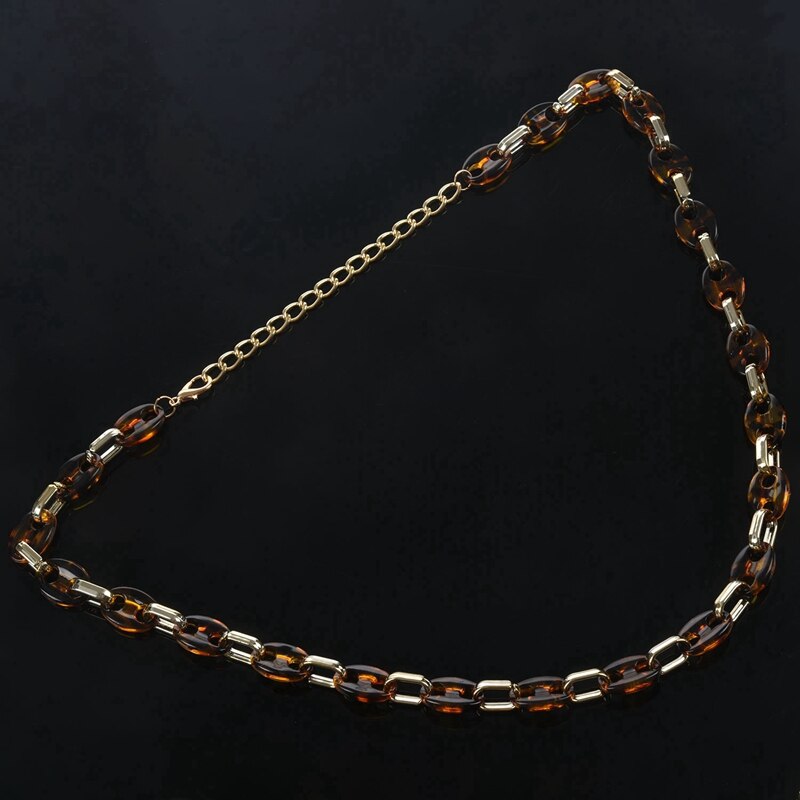 Retro body chain riem dames taille gouden luipaard geometrische elliptische acryl riem