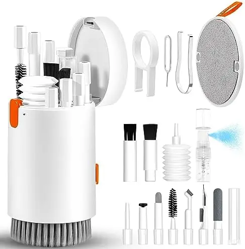 20-in-1-Reinigungsset, Computer-Tastatur-Reinigungsbürste, Kopfhörer, Reinigungsstift, Bildschirmreinigungswerkzeuge, Tastenkappen-Abzieher, multifunktionales Set: Braun
