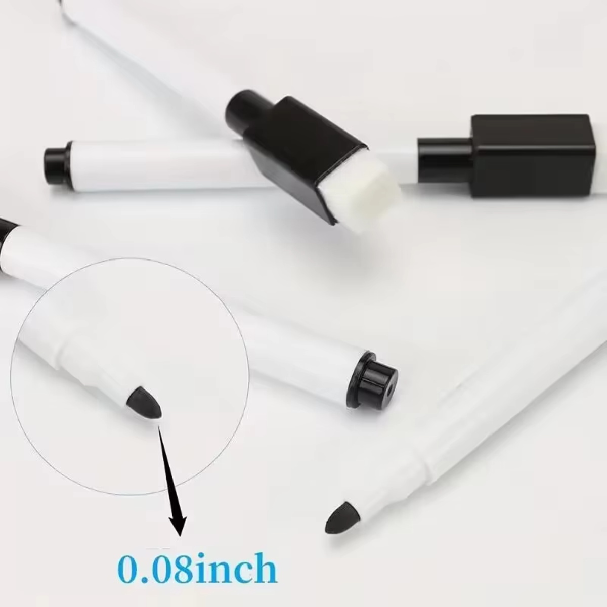 4 Stuks Zwart Droog Wissen Marker Met Gum Cap White Board Mini Dry Erase Marker Voor Kantoor Schoolbenodigdheden